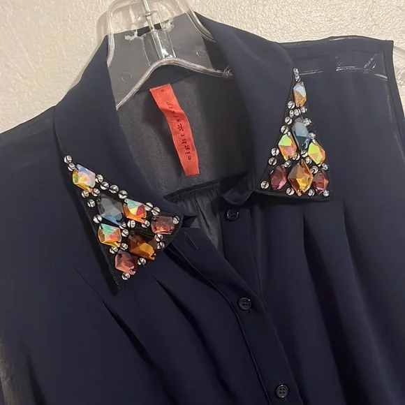 Eight Sixty Button Down Semi Sheer Top - Picture 1 of 5